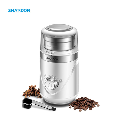 Justierbarer weißer elektrischer Kaffee Bean Grinder Portable 10 Einstellungen mit Edelstahl-Schüssel