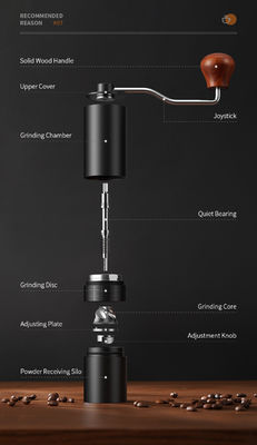 Hölzerne Einstellungen Handstahlebenen-Burr Manual Coffee Grinder Adjustables 28g 12