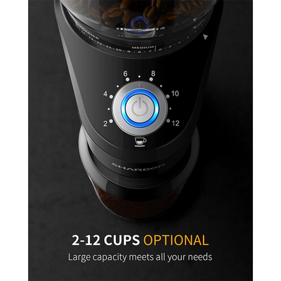Blaues LED-Licht Burr Conical Grinder 2 bis 12 Schalen Sicherheitsschloss-Büro-Espresso-Maschinen-