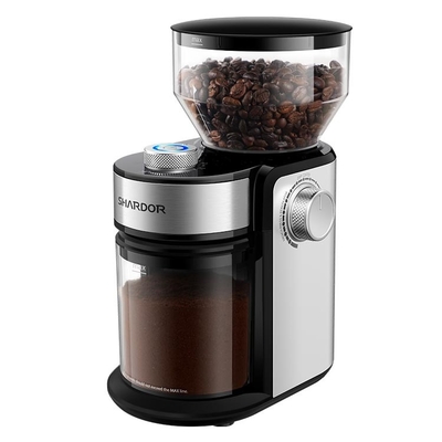 12 reibender Einstellungen Schalen-elektrische Blatt-Burr Coffee Grinders 16 Safty-Verschluss Burr Flat Silver