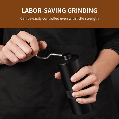 Schwarze 12 kurbeln einstellende kompakte Kaffeemühle Dual Bearings Hand konischen Burr Grinder an