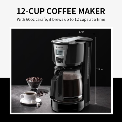 Auto gießen über Edelstahl-Tropfenfänger-Kaffeemaschine 1.8L das 12 Schalen-Schwarze