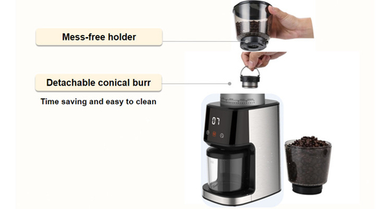 Ruhiger konischer Burr Coffee Grinder 165W 275g DC-Bewegungsespresso-Kaffee, der Maschine herstellt