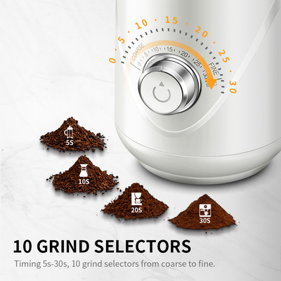 Pfeffer-Kreuzkümmel-weiße kundenspezifische Kaffeemühle Coarse Fine Removable höhlt Regelungsgriff