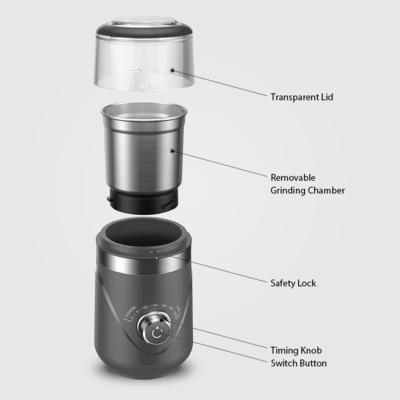 Mini Bean Custom Coffee Grinder Coarse oder feine entfernbare Schale elektrischer Burr Mill