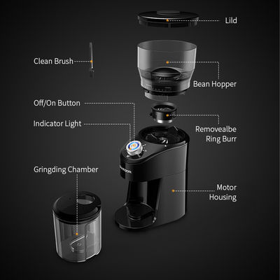 220 konischer Burr Coffee Grinder 150W Edelstahl Volt Shardor mit LED-Licht