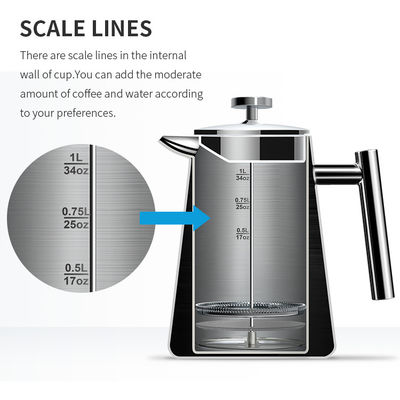 Automatischer französischer Kaffeemaschine-Reise-Edelstahl der Presse-1000ML doppel-wandig