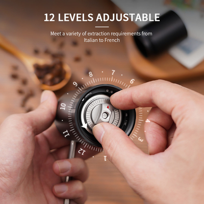 Justierbarer tragbarer manueller Kaffeemühle-Aluminum Alloy Stainless-Stahl Burr Grinder