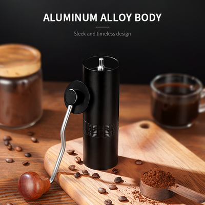 Justierbarer tragbarer manueller Kaffeemühle-Aluminum Alloy Stainless-Stahl Burr Grinder