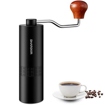 Justierbarer tragbarer manueller Kaffeemühle-Aluminum Alloy Stainless-Stahl Burr Grinder